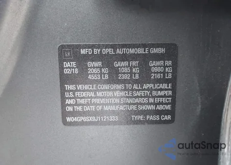 2018 Buick Regal Sportback Essence from USA, damaged, VIN W04GP6SX9J1121333